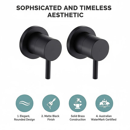 Bathroom Shower Bath Hot and Cold Mixer WATERMARK Certified in Black 9
