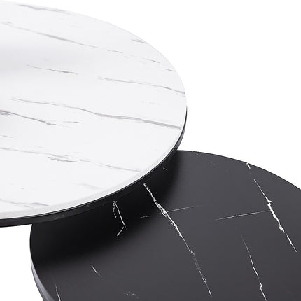 Set of 2 Coffee Table Round Marble Nesting Side End Table Furniture 5