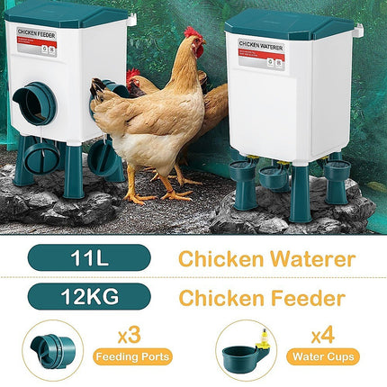 Chicken Feeder Water Food Treadle Poultry Feeding 12KG Large Capacity 11L 4