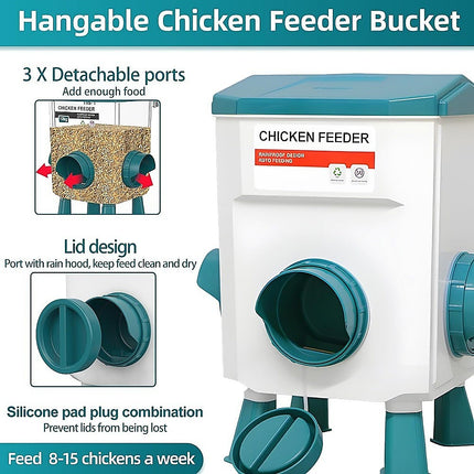 Chicken Feeder Water Food Treadle Poultry Feeding 12KG Large Capacity 11L 6