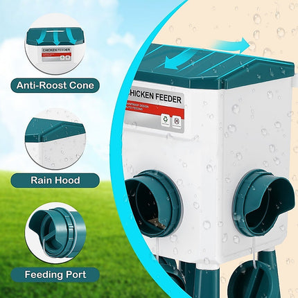 Chicken Feeder Water Food Treadle Poultry Feeding 12KG Large Capacity 11L 8