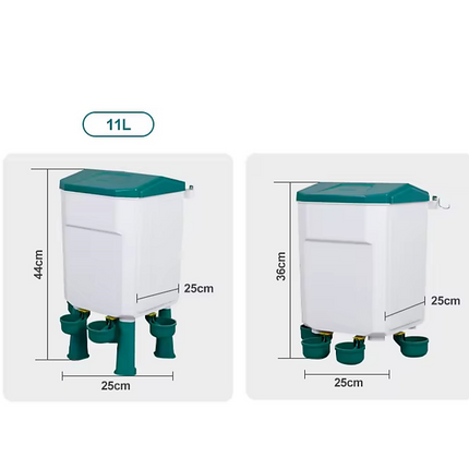 Chicken Feeder Water Food Treadle Poultry Feeding 12KG Large Capacity 11L 9