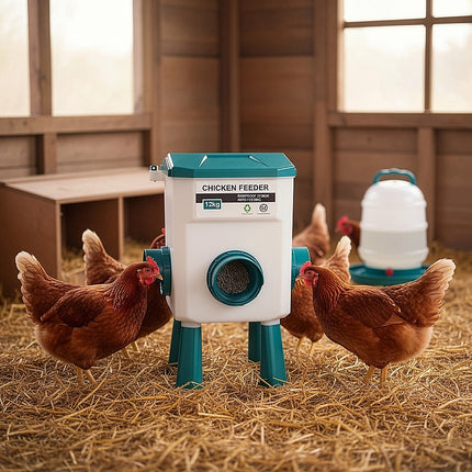 Chicken Feeder Water Food Treadle Poultry Feeding 12KG Large Capacity 11L 5