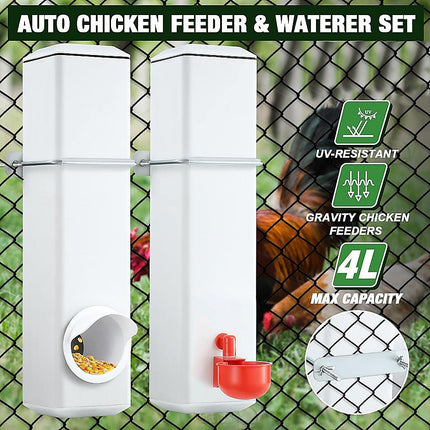 Chicken Bird Feeder Water Dispenser Automatic Waterer Poultry Food Drinker 4L 6