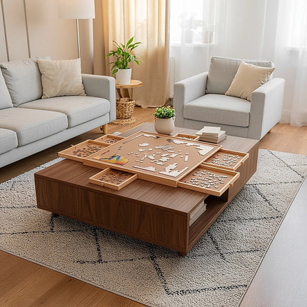 1500 Piece Rotating Wooden Jigsaw Puzzle Table 6 Drawers Board 2