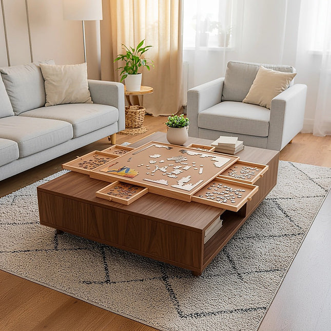 1500 Piece Rotating Wooden Jigsaw Puzzle Table 6 Drawers Board 2