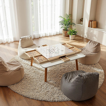 1500 Piece Rotating Wooden Jigsaw Puzzle Table 6 Drawers Board 7