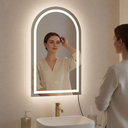 Arched LED Wall Mirror Bathroom Mirrors Makeup Anti-fog 600mm x 1000mm 5