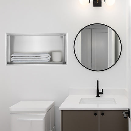 641 x 336 x 101mm Shower Niche Single Shelf Organizer No Tile Needed in Stainless Steel 2
