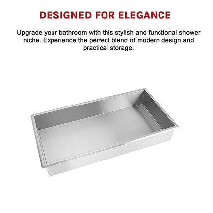 641 x 336 x 101mm Shower Niche Single Shelf Organizer No Tile Needed in Stainless Steel 10