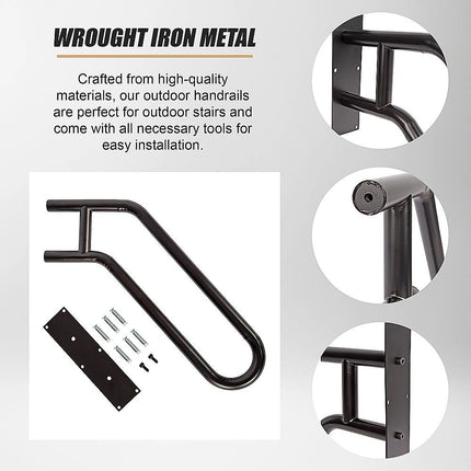 Metal Handrail For Outdoor Indoor Steps Stair Railing Safety Support Rail 3