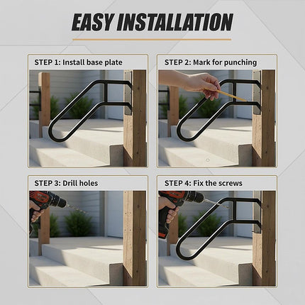 Metal Handrail For Outdoor Indoor Steps Stair Railing Safety Support Rail 10