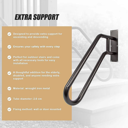 Metal Handrail For Outdoor Indoor Steps Stair Railing Safety Support Rail 11