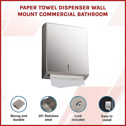 Paper Towel Dispenser Wall Mount Commercial Bathroom 3