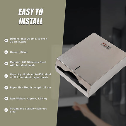 Paper Towel Dispenser Wall Mount Commercial Bathroom 11