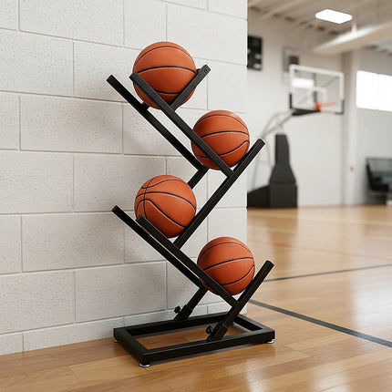 Ball Trolley Rack Display Stand For Basketball Football Storage Heavy Duty Rolling Organiser For Sports Equipment 2
