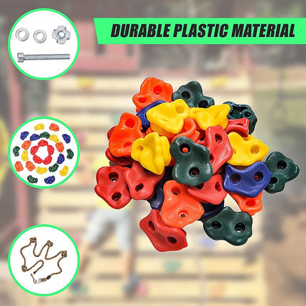 Jungle Gym Rock Climbing Holds Kids Wall Mounting Hardware Knotted Rope 25 Handles Playground 9