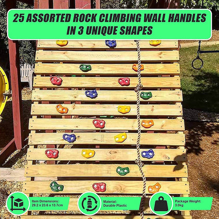 Jungle Gym Rock Climbing Holds Kids Wall Mounting Hardware Knotted Rope 25 Handles Playground 10