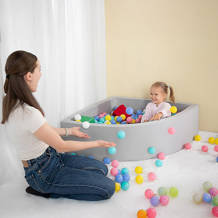 Corner Ball Pit Playpen Enclosure – Safe Grey Play Area for Babies and Toddlers, Indoor or Outdoor 2