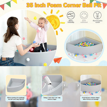 Corner Ball Pit Playpen Enclosure – Safe Grey Play Area for Babies and Toddlers, Indoor or Outdoor 6