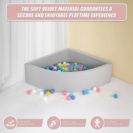 Corner Ball Pit Playpen Enclosure – Safe Grey Play Area for Babies and Toddlers, Indoor or Outdoor 10