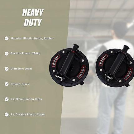 2x20cm 500kg Vacuum Suction Cup Glass Lifter Granite Sucker Pump Lift Heavy Duty 12
