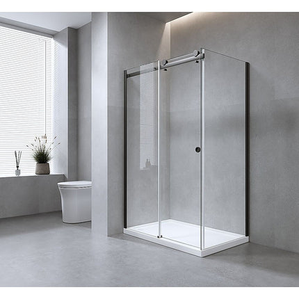 Frameless Glass Sliding Shower Door Hardware Rail Set Gold 2