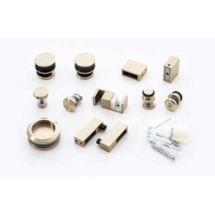 Frameless Glass Sliding Shower Door Hardware Rail Set Gold 3