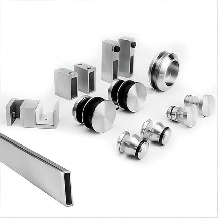 Frameless Glass Sliding Shower Door Hardware Rail Set Nickel 3