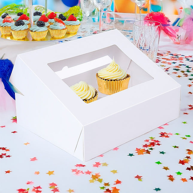 50pcs Cupcake Boxes 12-Hole Laminated Clear Window Face Boxes Favour 2