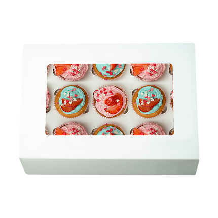 50pcs Cupcake Boxes 12-Hole Laminated Clear Window Face Boxes Favour 4