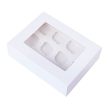 50pcs Cupcake Boxes 12-Hole Laminated Clear Window Face Boxes Favour 6