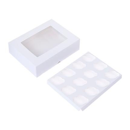 50pcs Cupcake Boxes 12-Hole Laminated Clear Window Face Boxes Favour 7