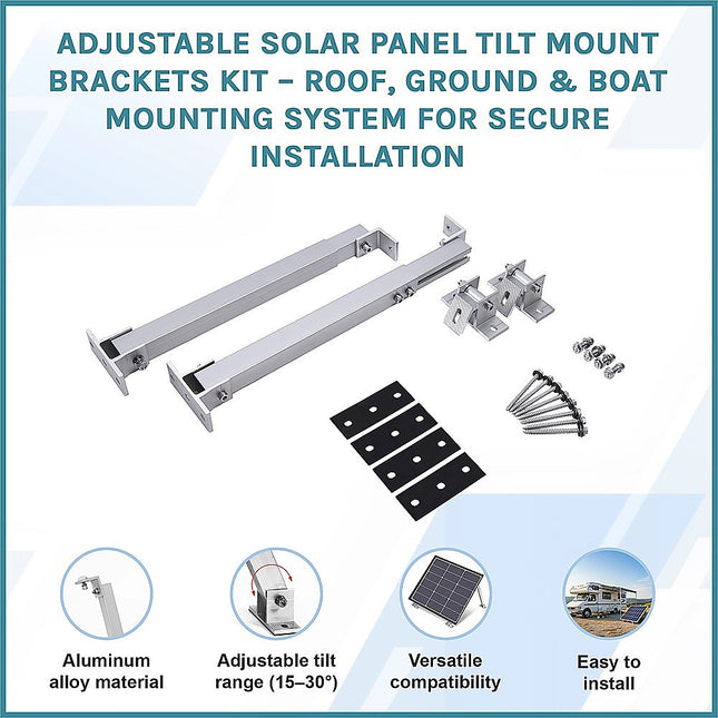 Adjustable Solar Panel Tilt Mount Brackets Kit – Roof, Ground & Boat Mounting System for Secure Installation 2
