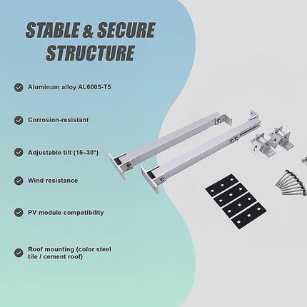 Adjustable Solar Panel Tilt Mount Brackets Kit – Roof, Ground & Boat Mounting System for Secure Installation 11
