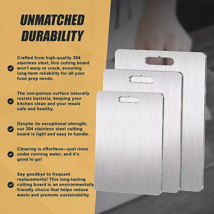3 x 304SS Cutting Chopping Board Stainless Steel 8