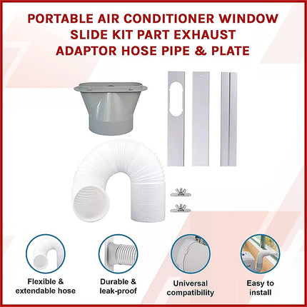 Portable Air Conditioner Window Kit – Exhaust Hose Adaptor Pipe & Slide Plate 3