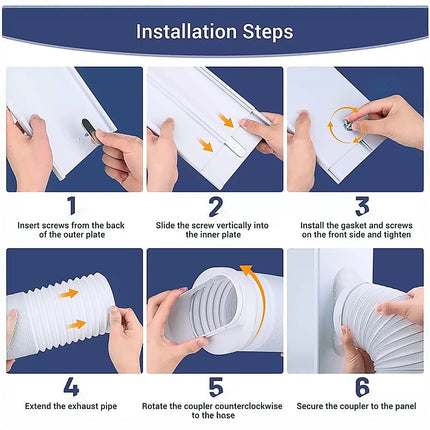Portable Air Conditioner Window Kit – Exhaust Hose Adaptor Pipe & Slide Plate 9
