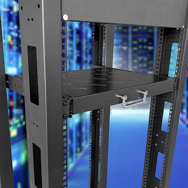 Sliding Rack Server Shelf 1U 19" 4 Post Mount – Adjustable 15" to 22" Rack Tray 2