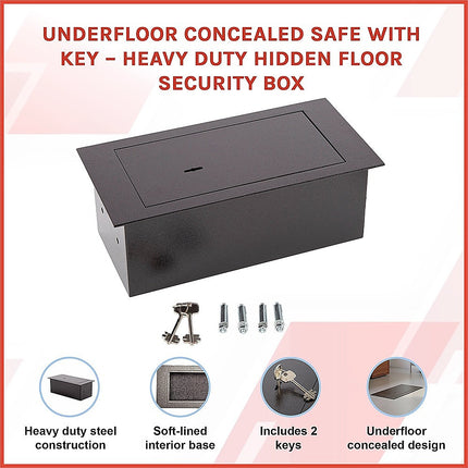 Underfloor Concealed Safe with Key – Heavy Duty Hidden Floor Security Box 3