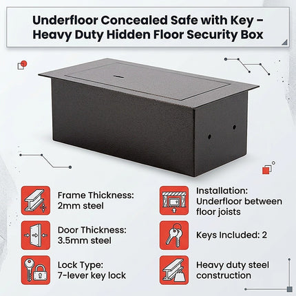 Underfloor Concealed Safe with Key – Heavy Duty Hidden Floor Security Box 9