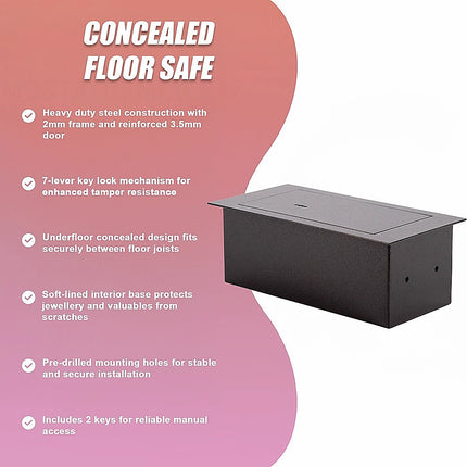 Underfloor Concealed Safe with Key – Heavy Duty Hidden Floor Security Box 11