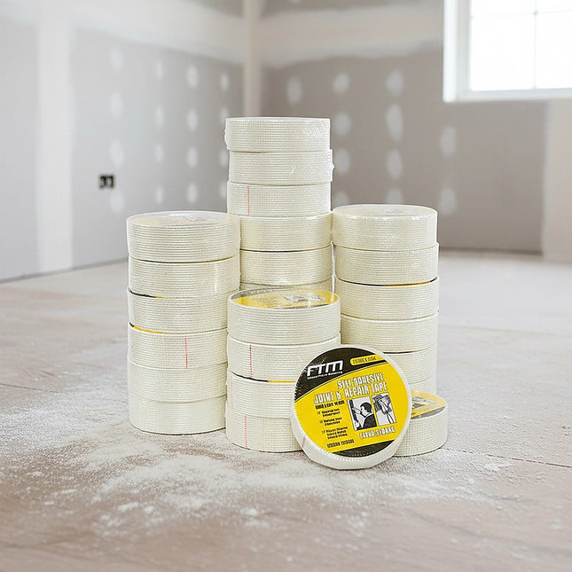 24-Pack Fibreglass Plasterboard Joint Tapes – 50mm x 90m Self-Adhesive Drywall Mesh Rolls 2