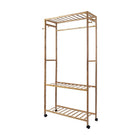 Wooden Clothes Rail with Shelves & Wheels – Open Wardrobe Rack Stand