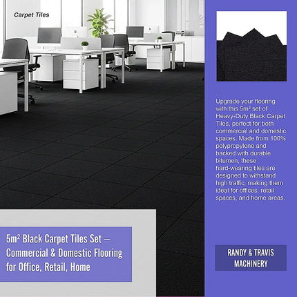 5m² Black Carpet Tiles Set – Commercial & Domestic Flooring for Office, Retail, Home 10