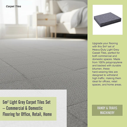 5m² Light Grey Carpet Tiles Set – Commercial & Domestic Flooring for Office, Retail, Home 10