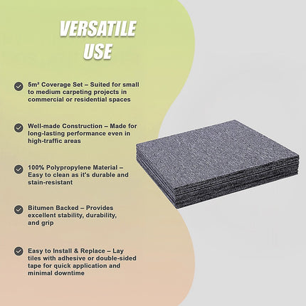 5m² Light Grey Carpet Tiles Set – Commercial & Domestic Flooring for Office, Retail, Home 11