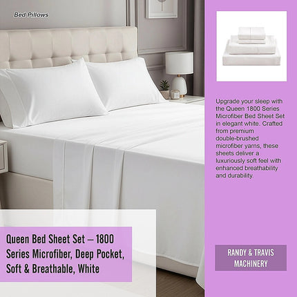 Queen Bed Sheet Set – 1800 Series Microfiber, Deep Pocket, Soft & Breathable, White 9