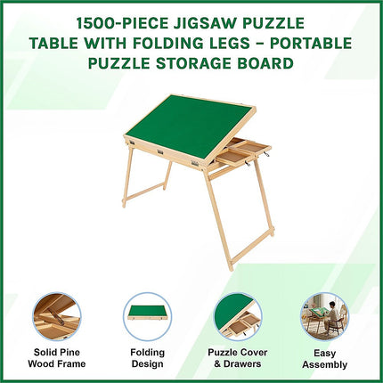 1500-Piece Jigsaw Puzzle Table with Folding Legs – Portable Puzzle Storage Board 5