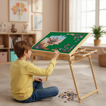 1500-Piece Jigsaw Puzzle Table with Folding Legs – Portable Puzzle Storage Board 4
